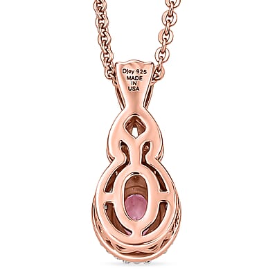 D'Joy Narsipatnam Purple Spinel and Moissanite 0.90 ctw Violet Loop Pendant Necklace in 18K Vermeil Yellow Gold Over Sterling Silver 24 Inches