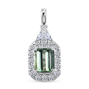 Certified & Appraised AAA Arquiana Mint Tourmaline and Luxuriant Lab Grown Diamond G-H SI 2.15 ctw Pendant Necklace in 10K White Gold (18 Inches)