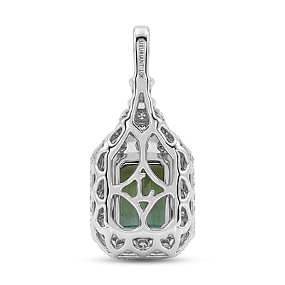 Certified & Appraised AAA Arquiana Mint Tourmaline and Luxuriant Lab Grown Diamond G-H SI 2.15 ctw Pendant Necklace in 10K White Gold (18 Inches)