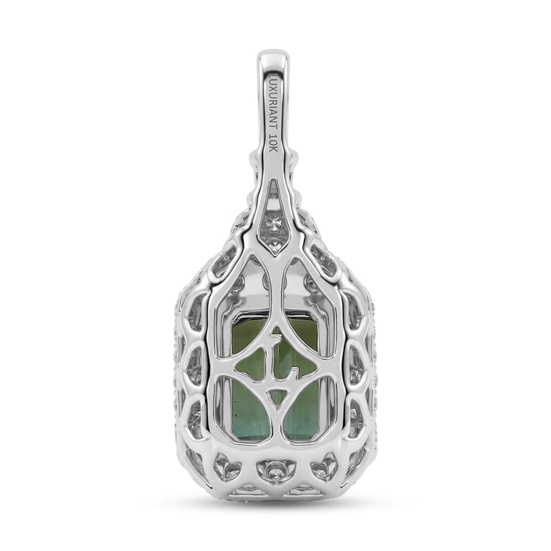 Certified & Appraised AAA Arquiana Mint Tourmaline and Luxuriant Lab Grown Diamond G-H SI 2.15 ctw Pendant Necklace in 10K White Gold (18 Inches)