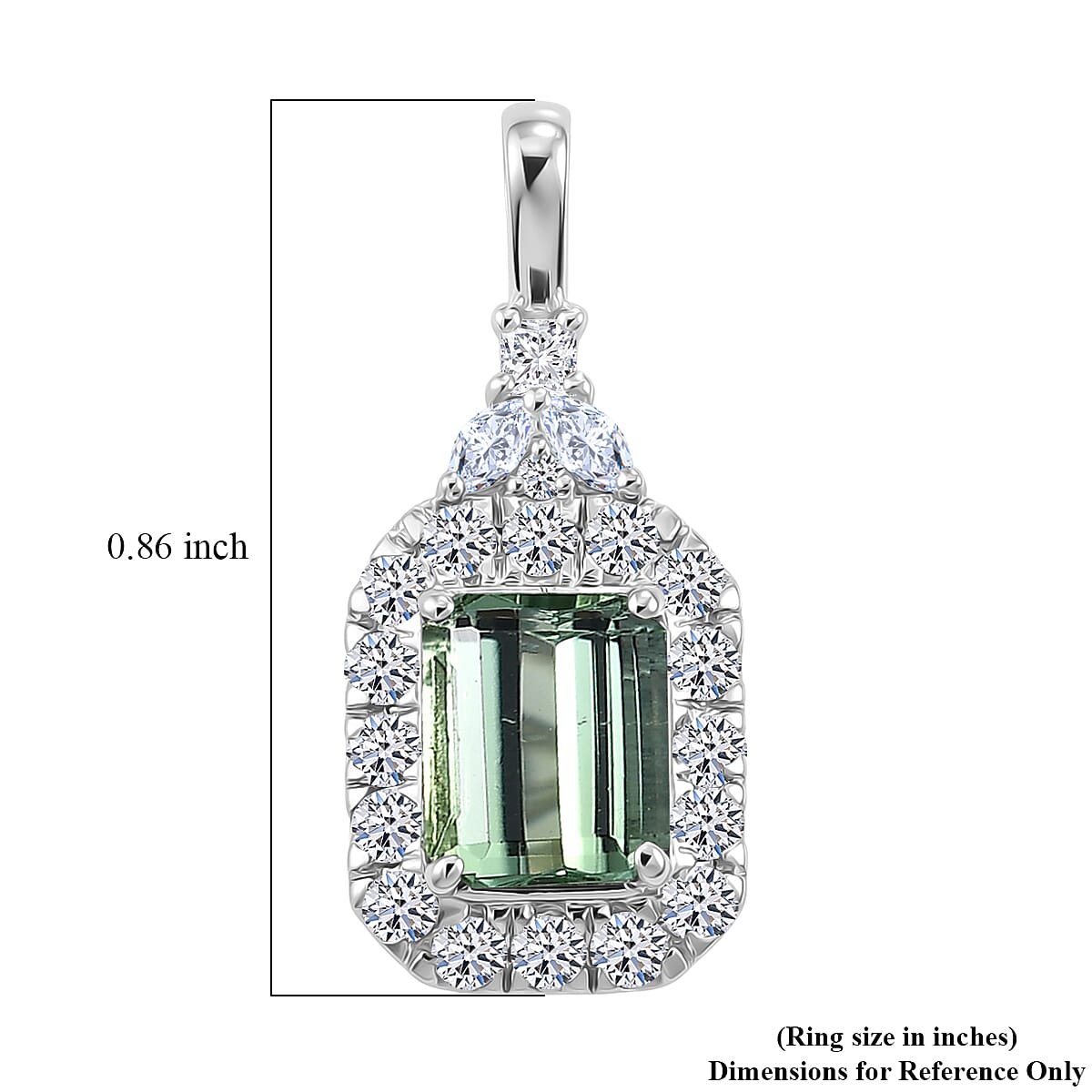 Certified & Appraised AAA Arquiana Mint Tourmaline and Luxuriant Lab Grown Diamond G-H SI 2.15 ctw Pendant Necklace in 10K White Gold (18 Inches) image number 5