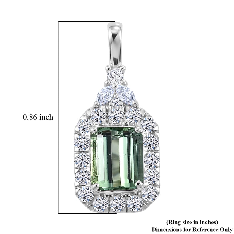 Certified & Appraised AAA Arquiana Mint Tourmaline and Luxuriant Lab Grown Diamond G-H SI 2.15 ctw Pendant Necklace in 10K White Gold (18 Inches)