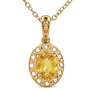 GP Celestial Dream Collection AAAA Yellow Sapphire and Blue Sapphire 1.00 ctw Pendant Necklace in 10K Yellow Gold (18 Inches)