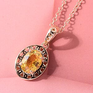 GP Celestial Dream Collection AAAA Yellow Sapphire and Blue Sapphire 1.00 ctw Pendant Necklace in 10K Yellow Gold (18 Inches)