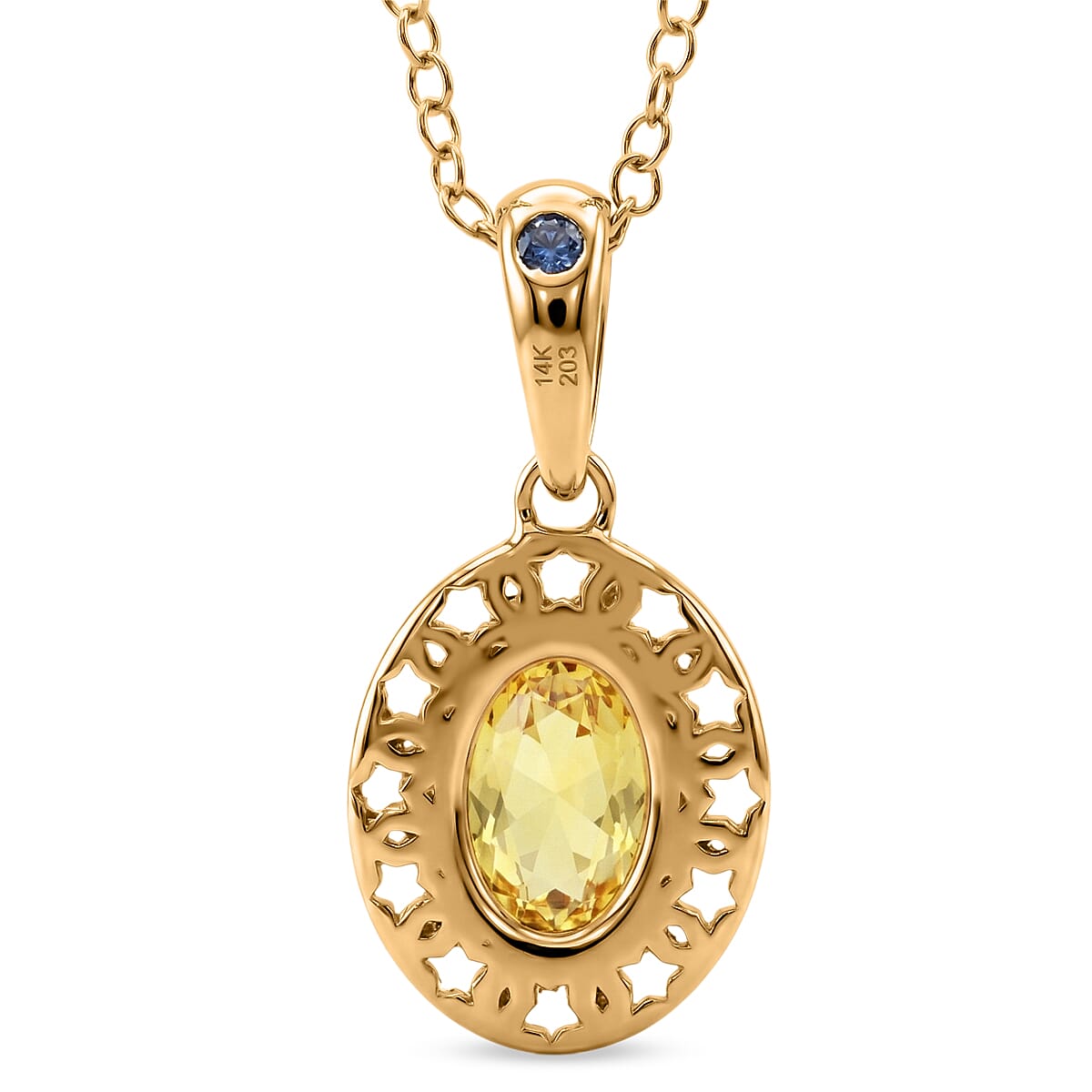 GP Celestial Dream Collection AAAA Yellow Sapphire and Blue Sapphire 1.00 ctw Pendant Necklace in 10K Yellow Gold (18 Inches) image number 4