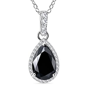 D'Joy Black Moissanite and Moissanite 4.50 ctw Pendant Necklace in Rhodium Over Sterling Silver (20 inches)