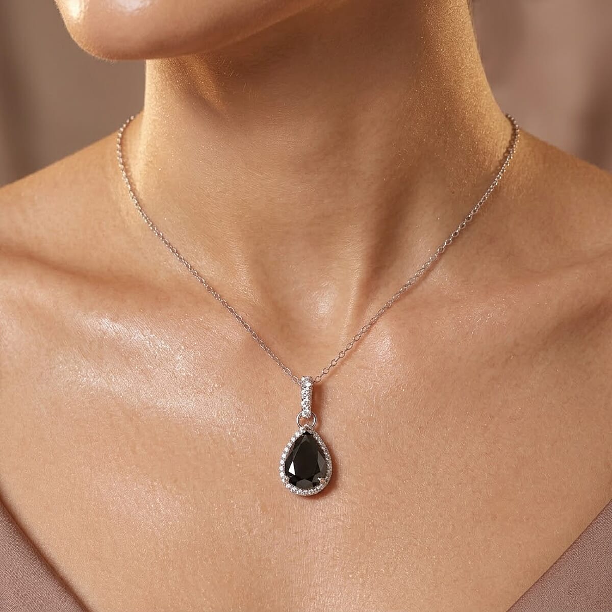 D'Joy Black Moissanite and Moissanite 4.50 ctw Pendant Necklace in Rhodium Over Sterling Silver (20 inches) image number 2