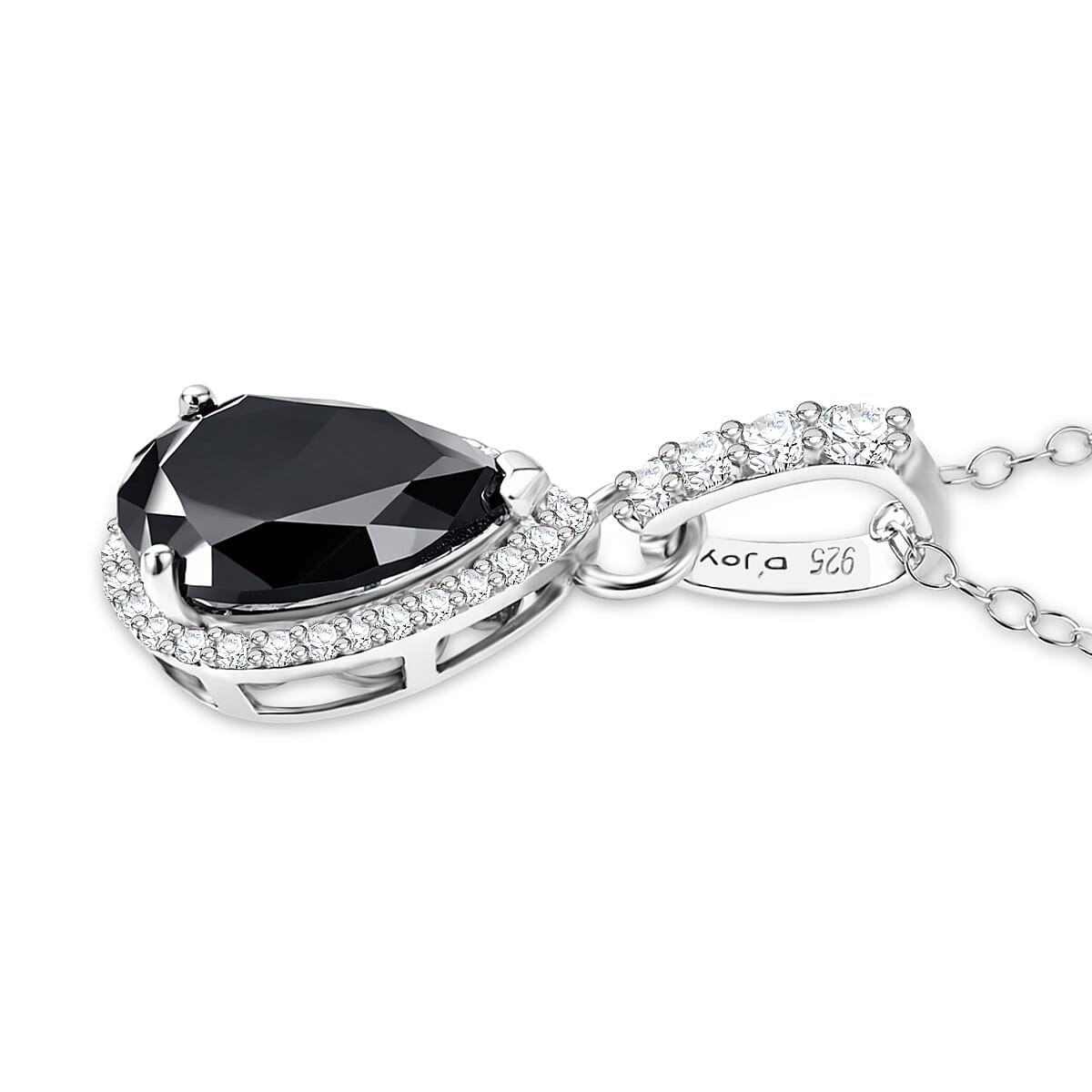 D'Joy Black Moissanite and Moissanite 4.50 ctw Pendant Necklace in Rhodium Over Sterling Silver (20 inches)