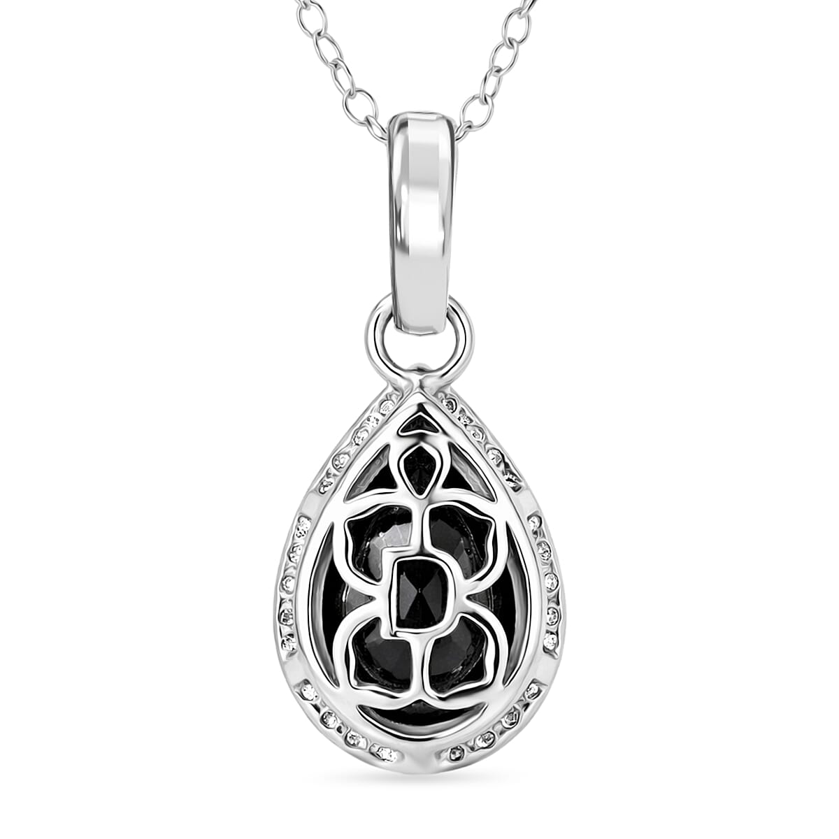 D'Joy Black Moissanite and Moissanite 4.50 ctw Pendant Necklace in Rhodium Over Sterling Silver (20 inches) image number 4
