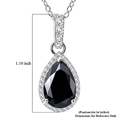 D'Joy Black Moissanite and Moissanite 4.50 ctw Pendant Necklace in Rhodium Over Sterling Silver (20 inches)