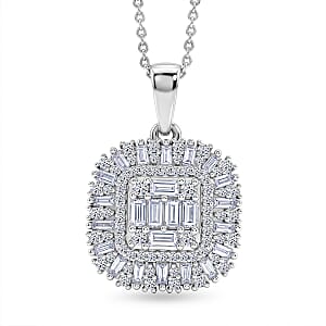 Luxuriant Lab Grown Diamond G-H SI 1.00 ctw Pendant Necklace in Rhodium Over Sterling Silver 20 Inches 