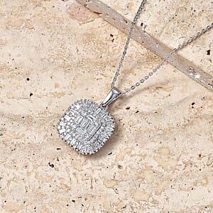 Luxuriant Lab Grown Diamond G-H SI 1.00 ctw Pendant Necklace in Rhodium Over Sterling Silver 20 Inches 
