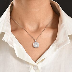 Luxuriant Lab Grown Diamond G-H SI 1.00 ctw Pendant Necklace in Rhodium Over Sterling Silver 20 Inches 