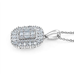 Luxuriant Lab Grown Diamond G-H SI 1.00 ctw Pendant Necklace in Rhodium Over Sterling Silver 20 Inches 