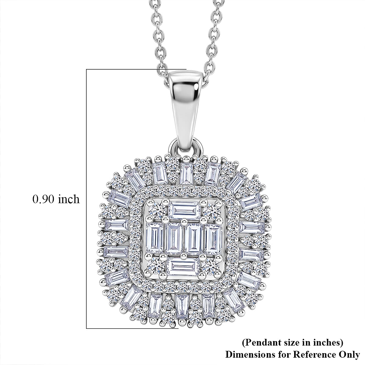 Luxuriant Lab Grown Diamond G-H SI 1.00 ctw Pendant Necklace in Rhodium Over Sterling Silver 20 Inches 