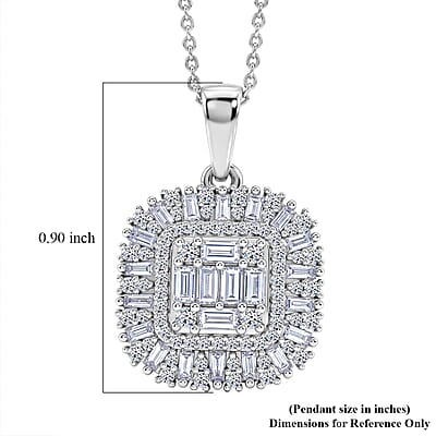 Luxuriant Lab Grown Diamond G-H SI 1.00 ctw Pendant Necklace in Rhodium Over Sterling Silver 20 Inches 