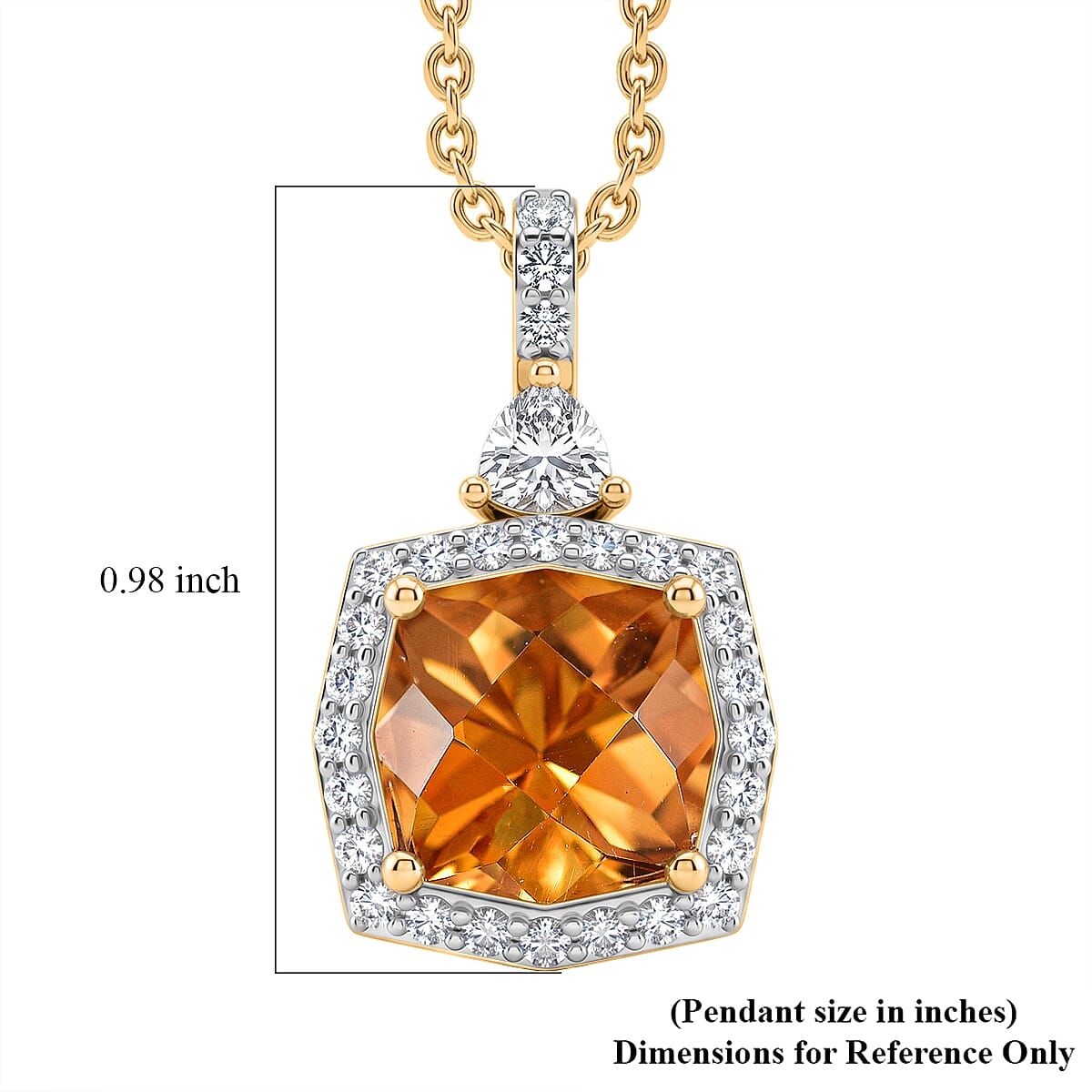 Certified & Appraised D'Joy Brazilian Citrine and Moissanite 4.35 ctw Pendant Necklace in 18K Vermeil Yellow Gold Over Sterling Silver 20 Inches image number 6