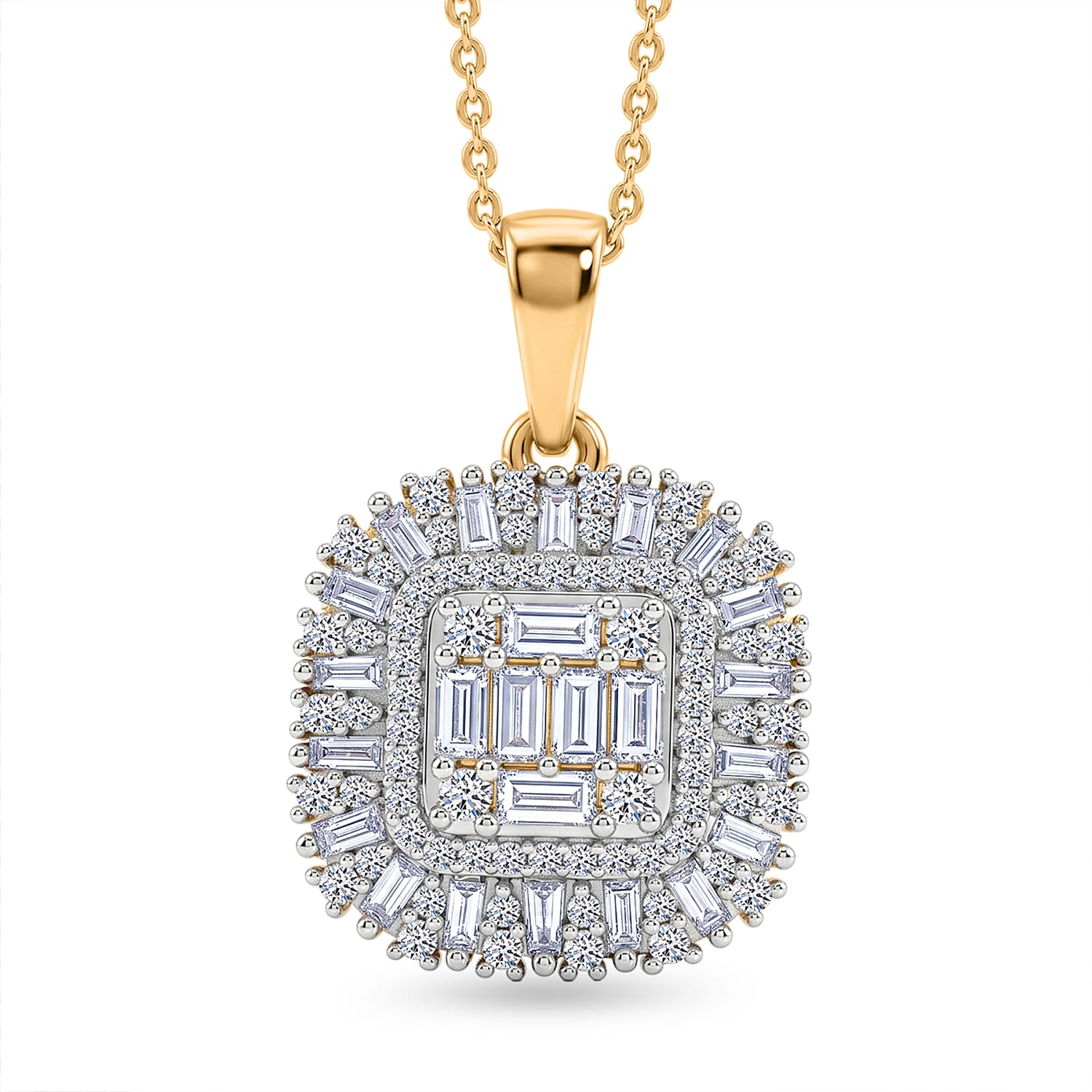 Luxuriant Lab Grown Diamond G-H SI 1.00 ctw Pendant Necklace in 18K Vermeil Yellow Gold Over Sterling Silver 20 Inches