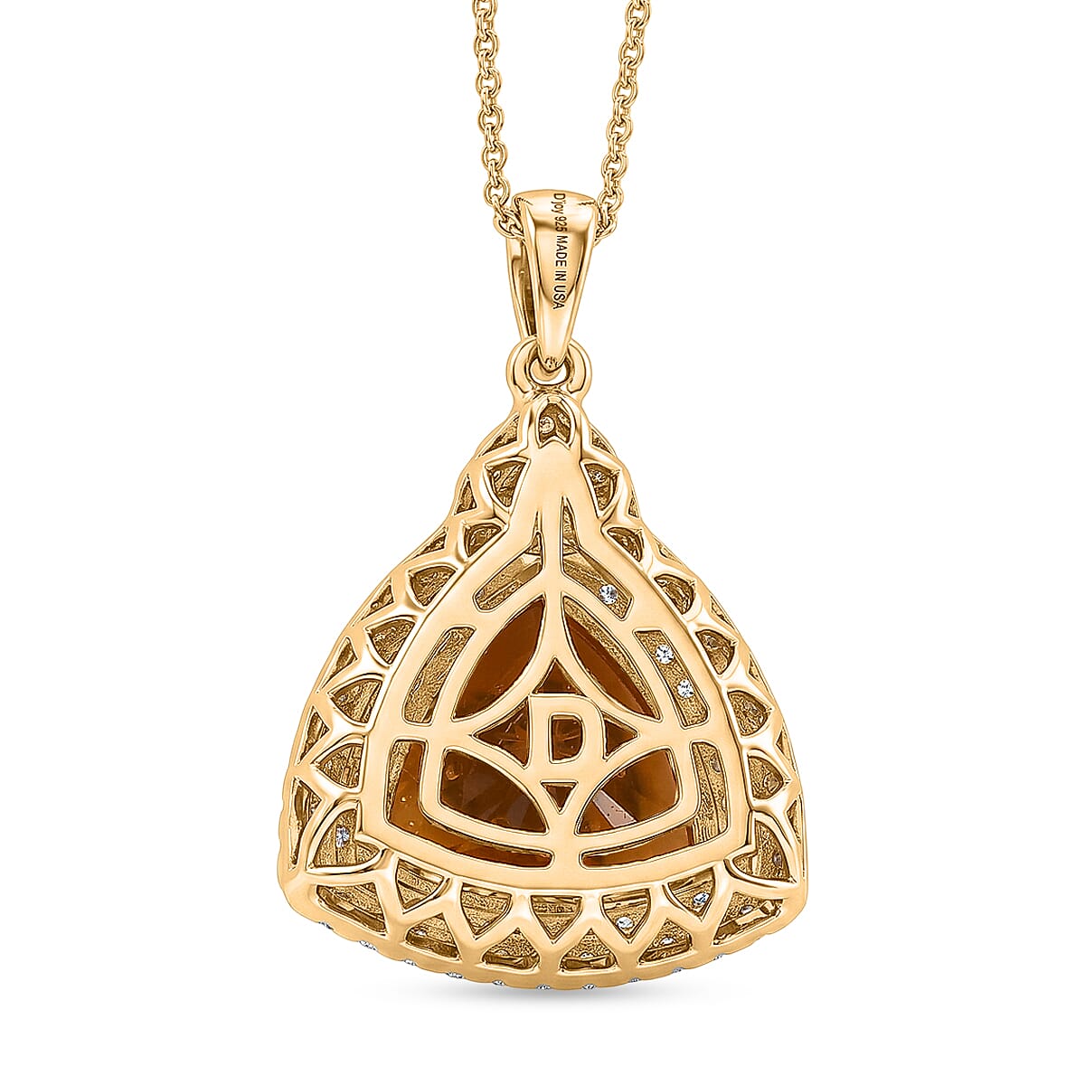 Certified & Appraised D'Joy Brazilian Citrine and Moissanite 6.30 ctw Pendant Necklace in 18K Vermeil Yellow Gold Over Sterling Silver 20 Inches image number 4