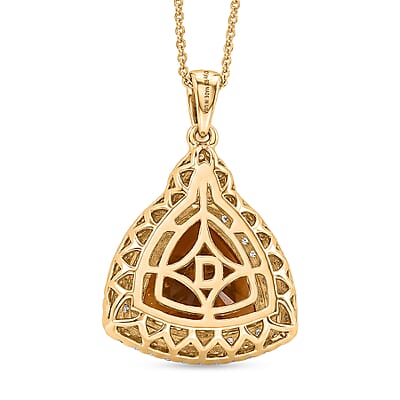 Certified & Appraised D'Joy Brazilian Citrine and Moissanite 6.30 ctw Pendant Necklace in 18K Vermeil Yellow Gold Over Sterling Silver 20 Inches