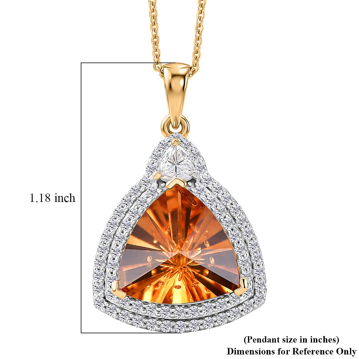 Certified & Appraised D'Joy Brazilian Citrine and Moissanite 6.30 ctw Pendant Necklace in 18K Vermeil Yellow Gold Over Sterling Silver 20 Inches image number 6