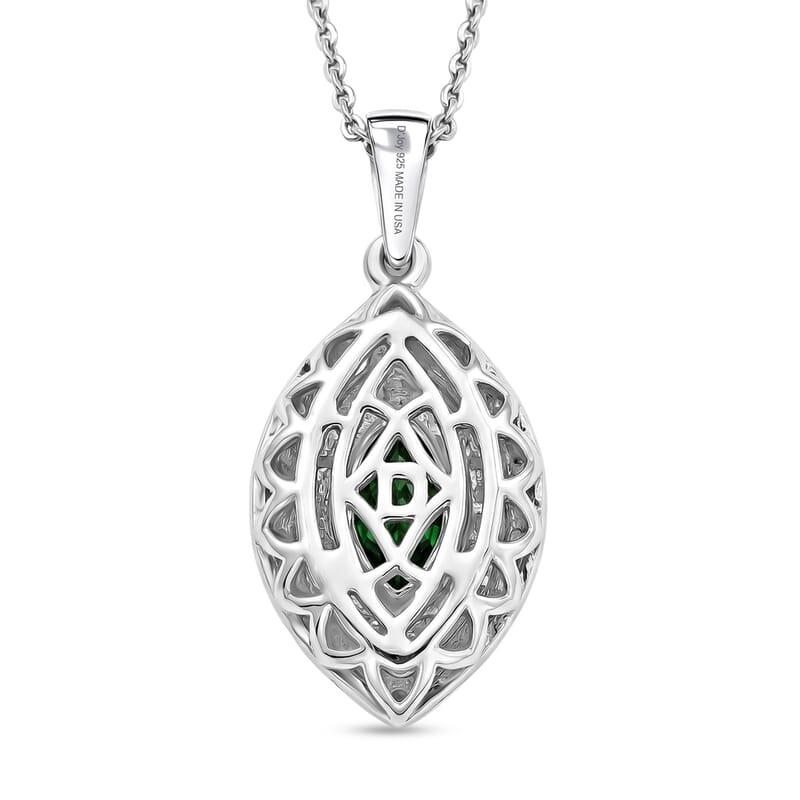 Certified & Appraised D'Joy Premium Chrome Diopside and Moissanite 2.00 ctw Pendant Necklace in Rhodium Over Sterling Silver 20 Inches