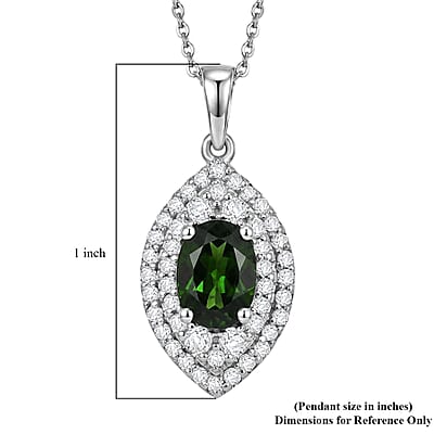 Certified & Appraised D'Joy Premium Chrome Diopside and Moissanite 2.00 ctw Pendant Necklace in Rhodium Over Sterling Silver 20 Inches