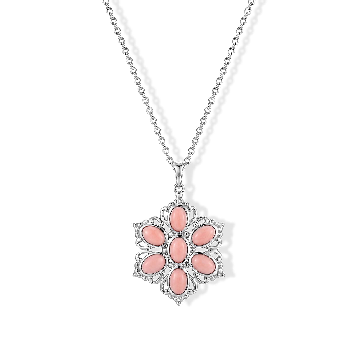 EverTrue Oregon Peach Opal 2.65 ctw Pendant in Platinum Bond with Stainless Steel Necklace 20 Inches