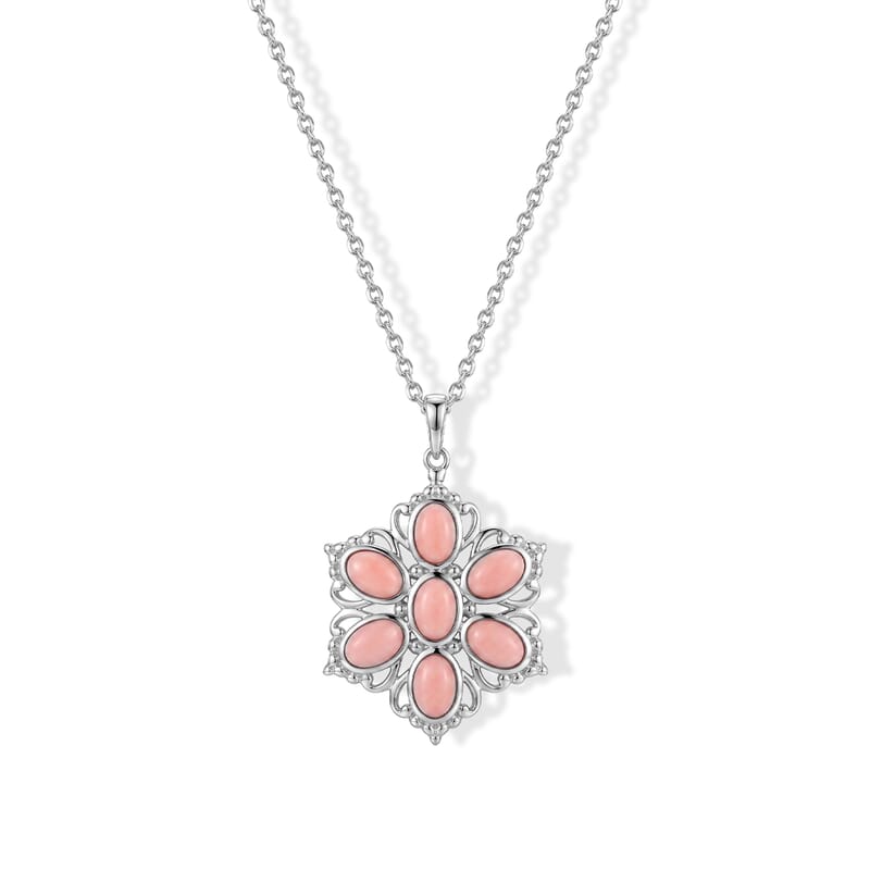 EverTrue Oregon Peach Opal 2.65 ctw Pendant in Platinum Bond with Stainless Steel Necklace 20 Inches