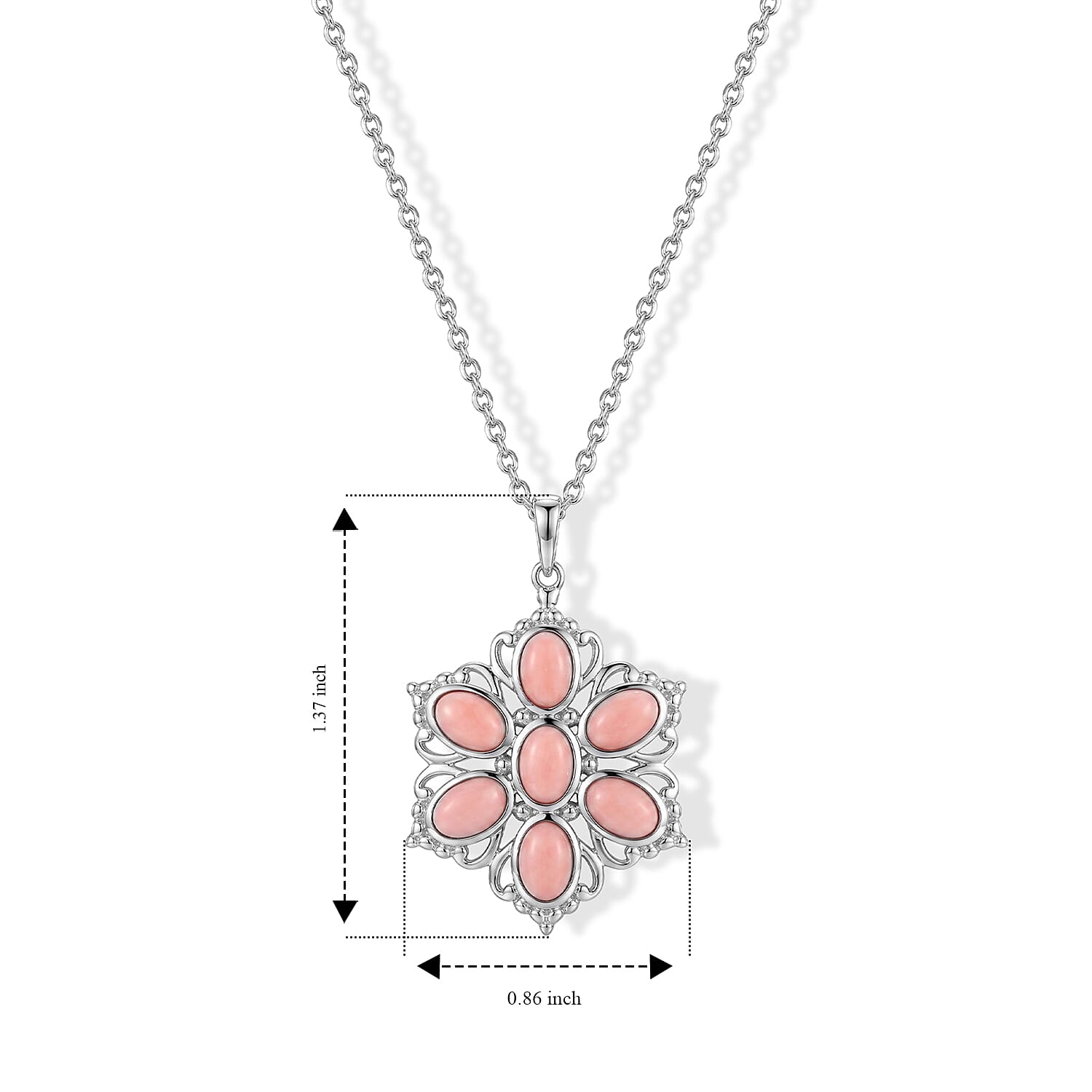 EverTrue Oregon Peach Opal 2.65 ctw Pendant in Platinum Bond with Stainless Steel Necklace 20 Inches