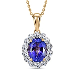 Premium Tanzanite and Luxuriant Lab Grown Diamond G-H SI 2.35 ctw Pendant Necklace in 10K Yellow Gold 20 Inches