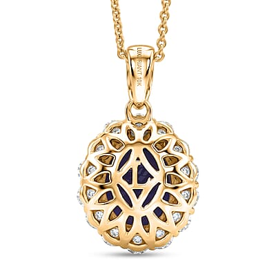 Premium Tanzanite and Luxuriant Lab Grown Diamond G-H SI 2.35 ctw Pendant Necklace in 10K Yellow Gold 20 Inches