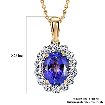 Premium Tanzanite and Luxuriant Lab Grown Diamond G-H SI 2.35 ctw Pendant Necklace in 10K Yellow Gold 20 Inches