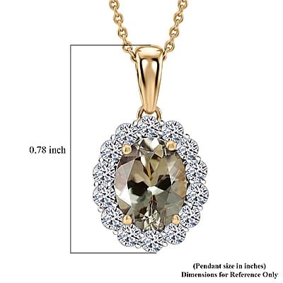 Premium Turkizite and Luxuriant Lab Grown Diamond G-H SI 2.65 ctw Pendant Necklace in 10K Yellow Gold 20 Inches