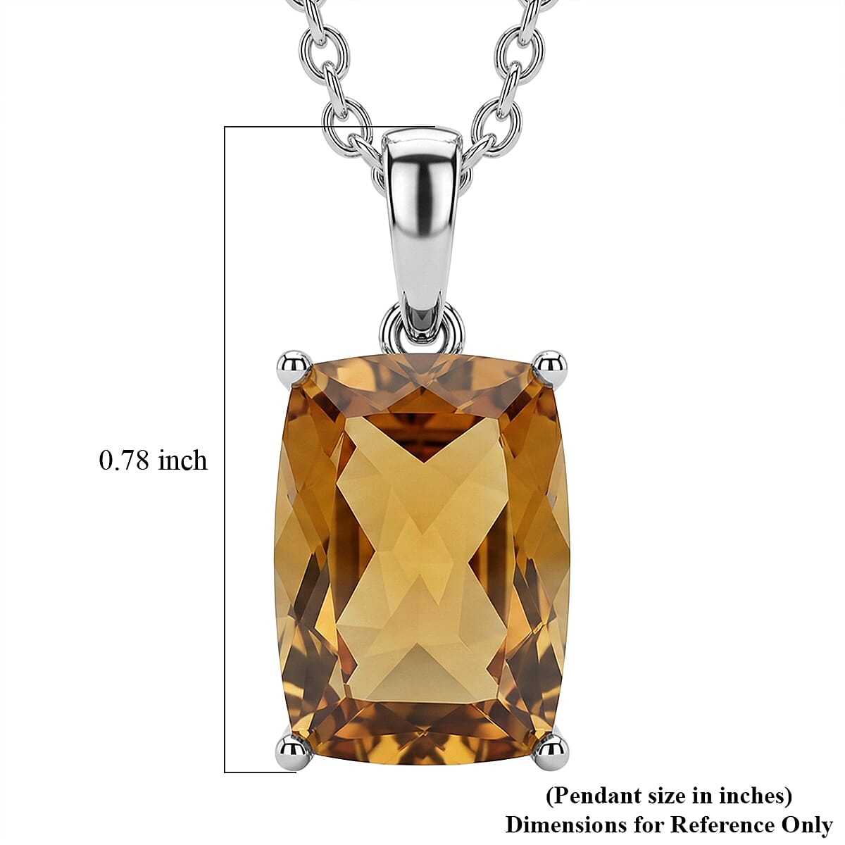 EverTrue Champagne Quartz (Triplet) 7.10 ctw Pendant Necklace in Stainless Steel 20 Inches