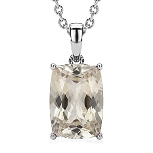 EverTrue Morganite Mystic Quartz 8.25 ctw Pendant Necklace in Stainless Steel 20 Inches 