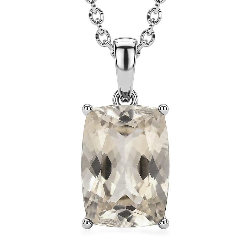 EverTrue Morganite Mystic Quartz 8.25 ctw Pendant Necklace in Stainless Steel 20 Inches