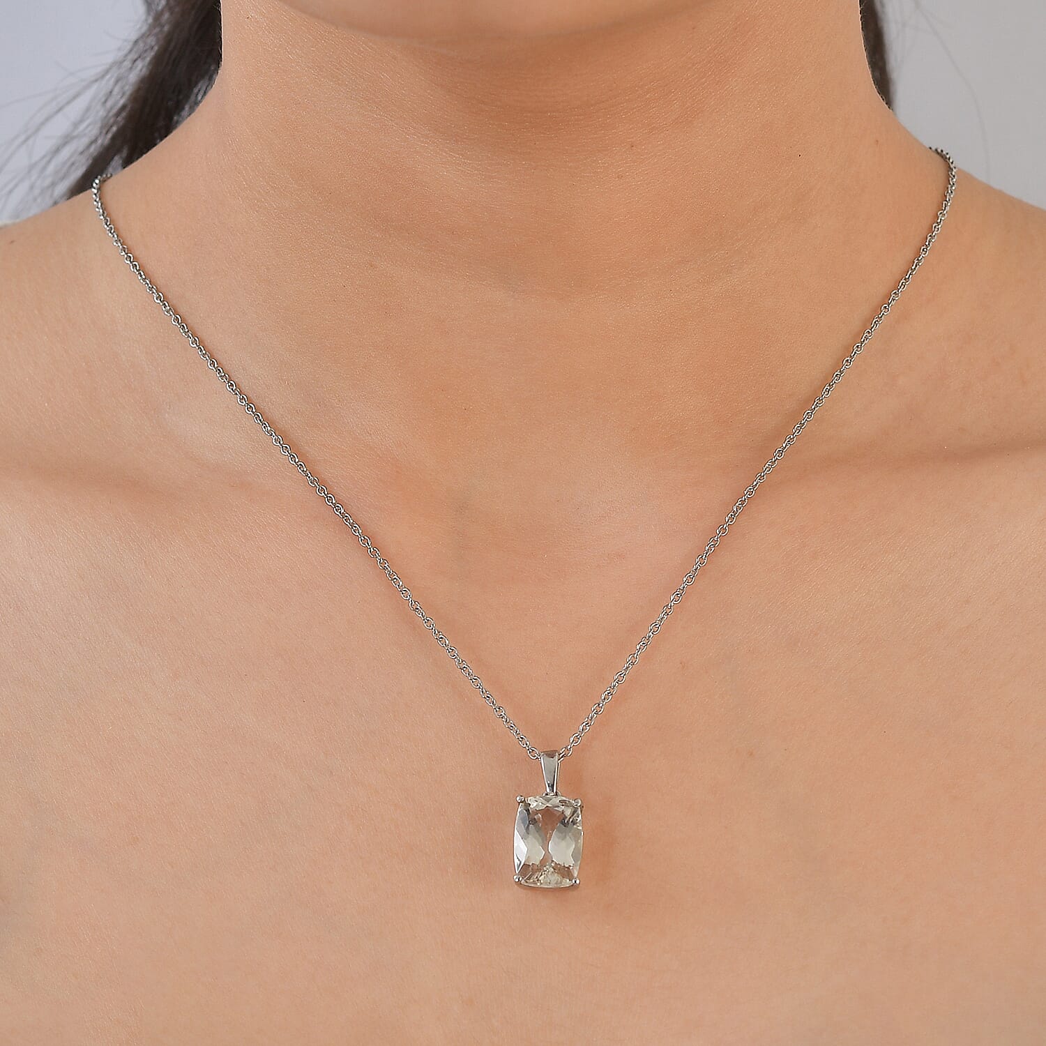 EverTrue Morganite Mystic Quartz 8.25 ctw Pendant Necklace in Stainless Steel 20 Inches