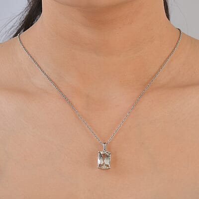EverTrue Morganite Mystic Quartz 8.25 ctw Pendant Necklace in Stainless Steel 20 Inches