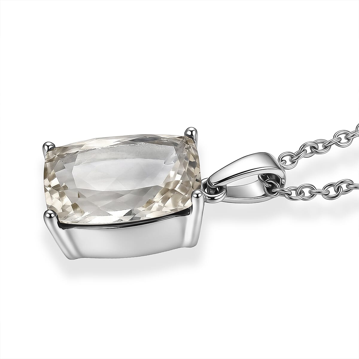 EverTrue Morganite Mystic Quartz 8.25 ctw Pendant Necklace in Stainless Steel 20 Inches