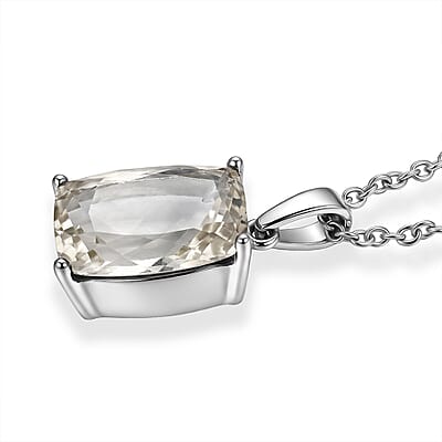 EverTrue Morganite Mystic Quartz 8.25 ctw Pendant Necklace in Stainless Steel 20 Inches