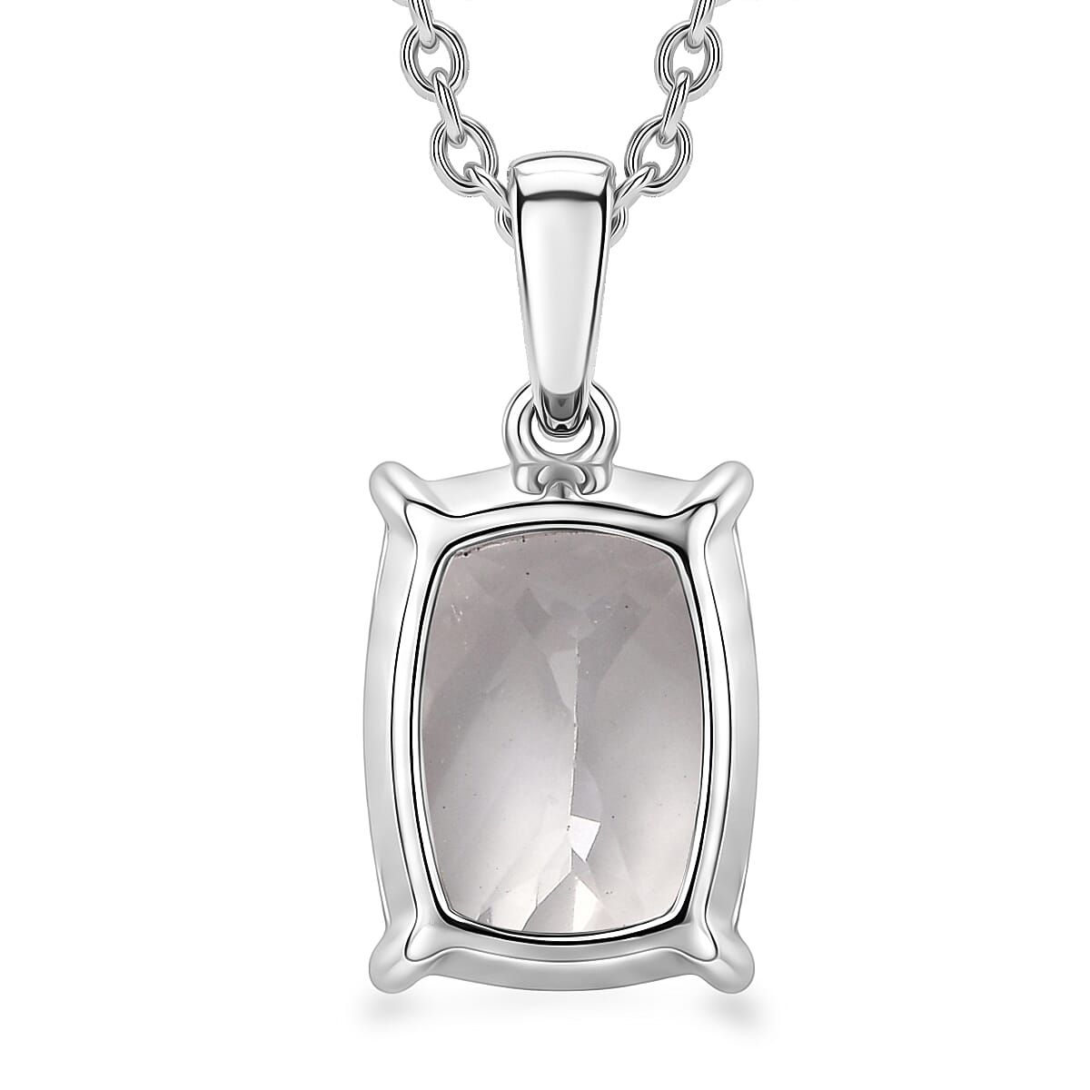 EverTrue Morganite Mystic Quartz 8.25 ctw Pendant Necklace in Stainless Steel 20 Inches