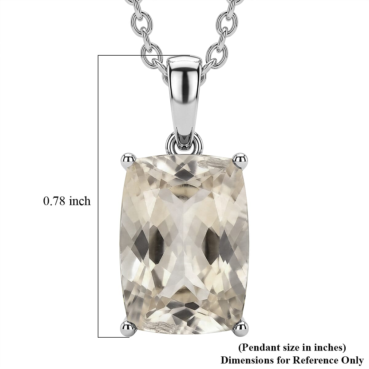 EverTrue Morganite Mystic Quartz 8.25 ctw Pendant Necklace in Stainless Steel 20 Inches
