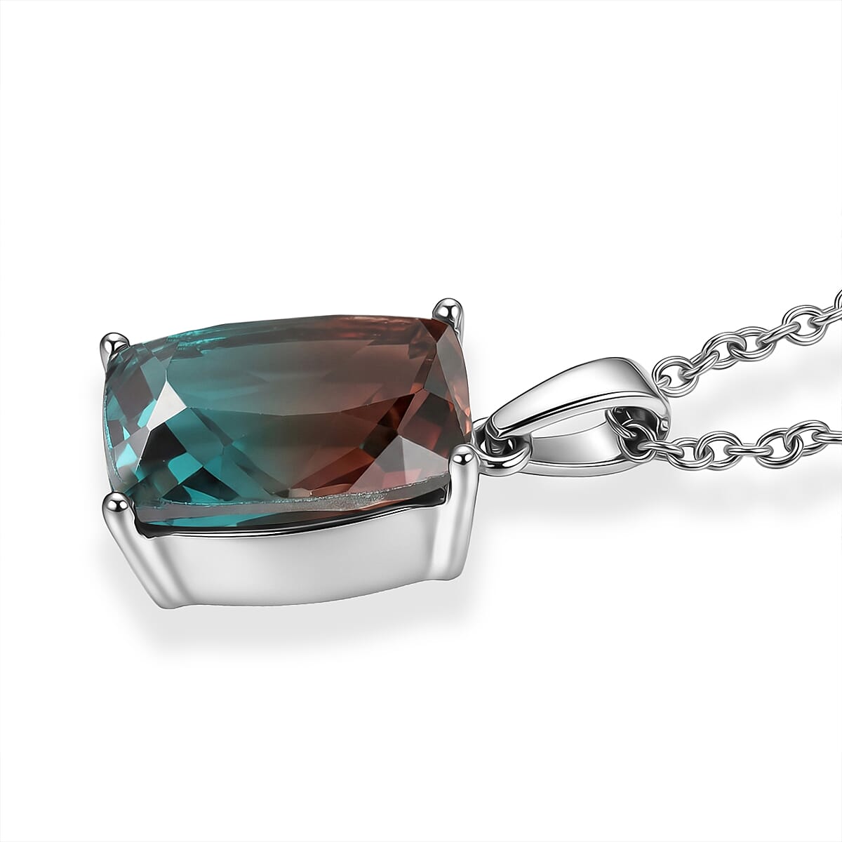 EverTrue Aqua Terra Costa Quartz (Triplet) 7.50 ctw Pendant Necklace in Stainless Steel 20 Inches