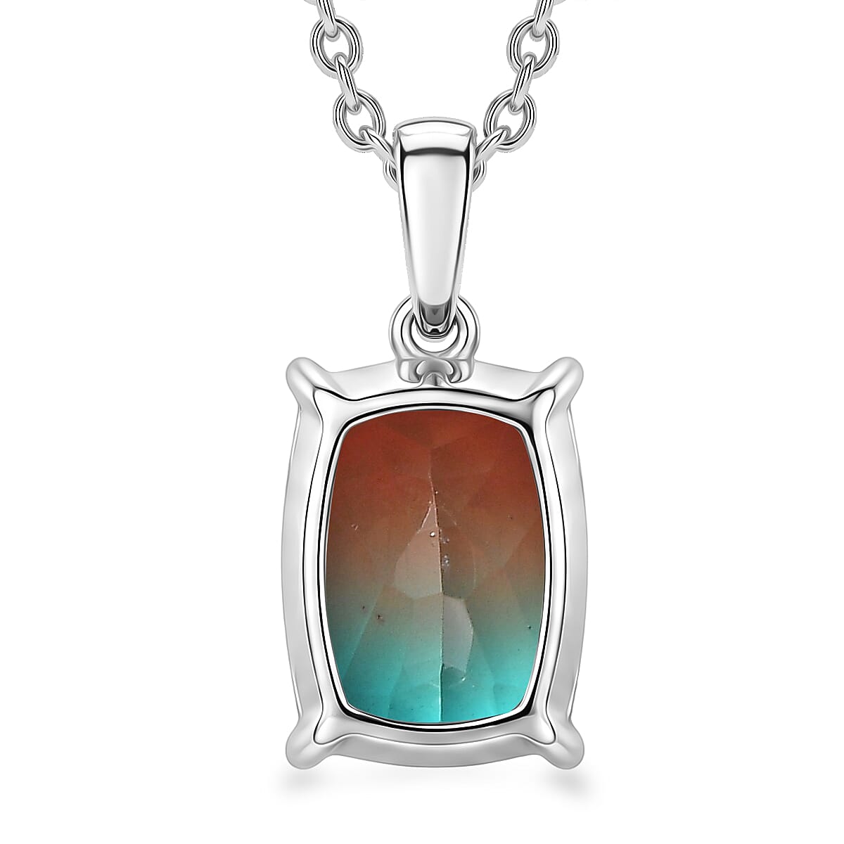 EverTrue Aqua Terra Costa Quartz (Triplet) 7.50 ctw Pendant Necklace in Stainless Steel 20 Inches