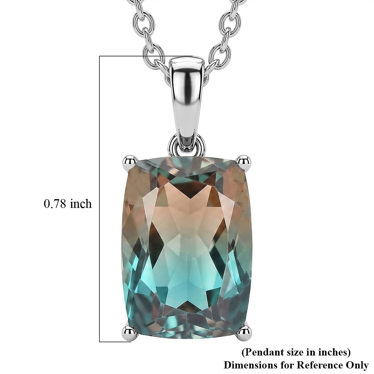 EverTrue Aqua Terra Costa Quartz (Triplet) 7.50 ctw Pendant Necklace in Stainless Steel 20 Inches