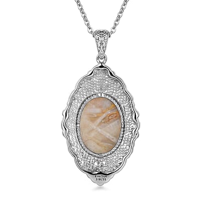 EverTrue Crazy Lace Agate and African Amethyst 15.35 ctw Pendant Necklace in Stainless Steel 20 Inches