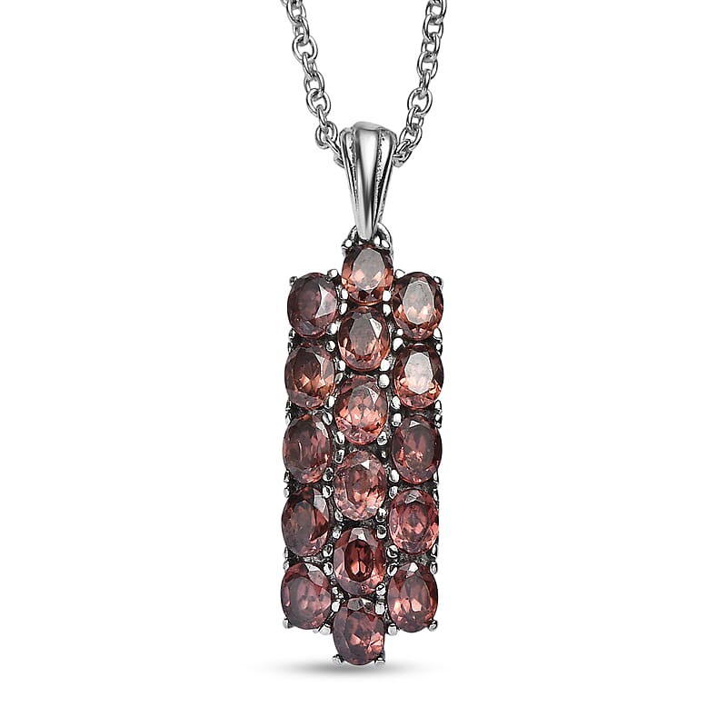 EverTrue Champagne Zircon 3.20 ctw Pendant Necklace in Stainless Steel 20 Inches