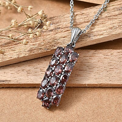 EverTrue Champagne Zircon 3.20 ctw Pendant Necklace in Stainless Steel 20 Inches