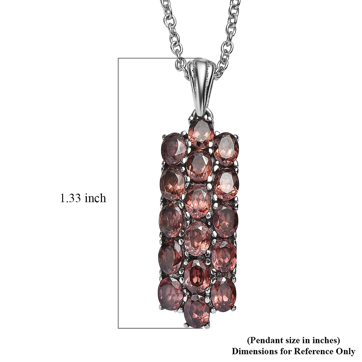 EverTrue Champagne Zircon 3.20 ctw Pendant Necklace in Stainless Steel 20 Inches